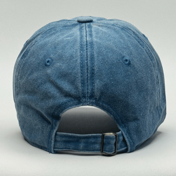 gorro vintage azul lago - atras