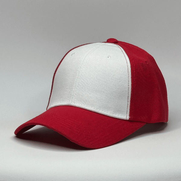 gorro de lona blanco con rojo