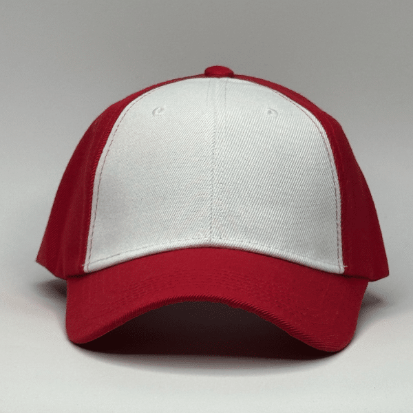 gorro de lona blanco con rojo