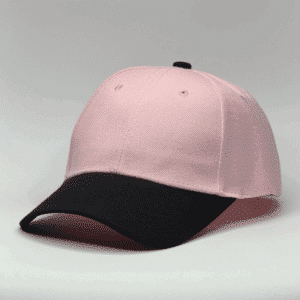 gorro de lona rosado bebé con visera negra
